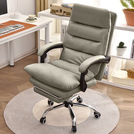 PUレザー オフィスチェア 事務椅子 360度回転 デスクチェア ゲーミングチェア パソコンチェア 座面昇降機能 人間工学椅子 PCチェア 在宅勤務椅子 回転椅子 (グレー, ビンテージ)