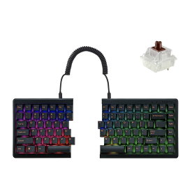 BAROCCO MiSTEL MD770 RGB (英語配列/茶軸) 分離型 キーボード 有線 USB 75%レイアウト 85 キー 黒色 PBT 橙色ダブルショット MX Cherry バックライトRGB搭載 マクロ機能搭載 Nキーロールオーバー対応 メ