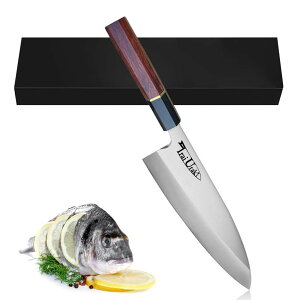 Irai Utaki 身卸し出刃包丁 出刃包丁 刃渡り210mm 右利き用 ハイカーボンステンレス鋼複合鍛造 和式ハンドル 魚用包丁 魚捌き 三枚おろし 頭の兜割り プロ仕様 大型魚用に