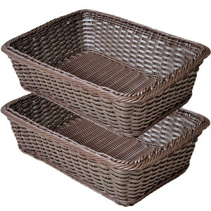 SAKE 新タイプ ブラウン色 Lサイズ 2個組 PP(ポリプロピレン)雑貨・食器・果物・野菜・パンなど用 ランドリーバスケット 洗濯かご 脱衣かご 耐熱 水洗える 積み重ねれる 軽い 長持ち