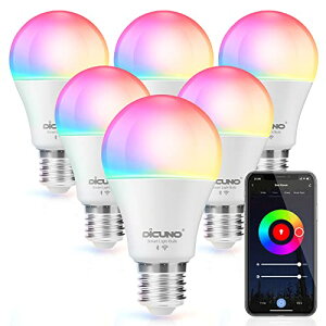 y AlexaFzDiCUNO X}[gd E26 LEDd 60W 9W 800lm F Alexa Google Ή dFEF }`J[ 1600F RGBCW Lz Wi-Fi Bluetoothڑ nusv PSE