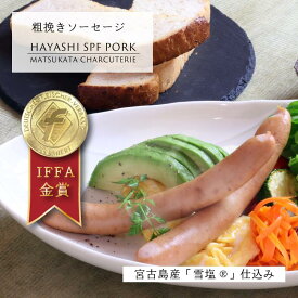粗挽き ソーセージ 3本入り ドイツ食肉連盟主催コンテスト金賞 林SPF豚 国産 豚肉100％ 宮古島産 雪塩 ドイツ産岩塩 つなぎ不使用 保存料不使用