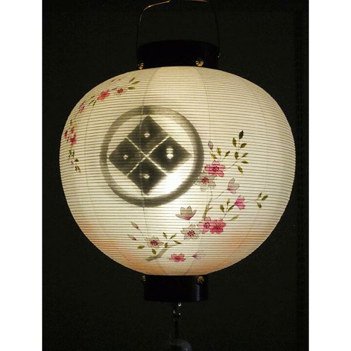 楽天市場】家紋入り 盆提灯 絹張 門提灯 尺四丸 桜 絹二重 樹峰作 