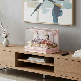 雛人形 ケース飾り ピンク アクリル 2026年度新作 特典付 名前札 被布 親王飾り 芥子 小三五 六角 桜刺繍 5月人形 桃の節句 ひな人形 ひな祭り 初節句 お祝い コンパクト 軽量 おしゃれ モダン 50cm a000000681