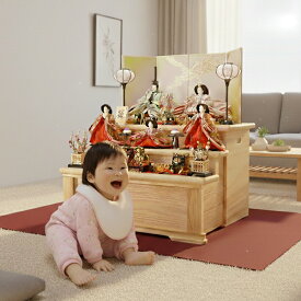 雛人形 おしゃれ 三段飾り 収納飾り 平安豊久 夕菜 天竜杉 2026年度新作 特典付 名前札 被布 初節句 お祝い 桃の節句 ひな人形 モダン 五人飾り 大三五番 引き出し コンパクト 69cm 正絹 金襴 盛上げ蒔絵 a000000841