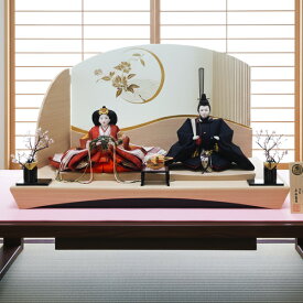 雛人形 親王飾り ひな人形 平安寿峰作 京九番 京舞 西陣織名物裂 本着付け 2026年度新作 京雛 親王飾り 平飾り モダン おしゃれ LED照明 白木 屏風 高級 束帯 十二単 名前札 被布 初節句 お祝い 桃の節句 75cm a000000741