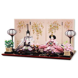 高級 創作 雛人形 親王飾り コンパクト おしゃれ 大上輝秀作 京都 西陣織 着付け 二人飾り マンション タイプ サイズ 名前木札 特典品 横幅60cm 人気 桃の節句 お祝い 23183
