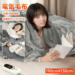 【2025年改良版】電気毛布 ふわとろ毛布 190×130cm 6段階温度調整 1-12Hタイマー設定敷 シングル ダブル電気ブランケット 肩掛け 膝掛け 掛け敷き兼用 布団 速暖 洗える フランネル 電気ひざ掛け