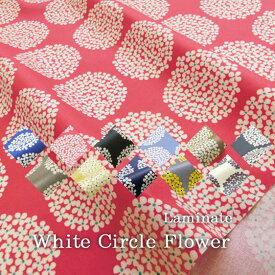 ▼【ツヤ消しラミネート】＊White Circle Flower＊（ホワイト サークルフラワー）≪10番キャンバス≫※106cm幅　コットン100％　表：ツヤ消しビニールコーティング● 北欧