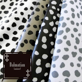 【ツヤ消しラミネート】Dalmatian（ダルメシアン）≪ツイルプリント≫※108cm幅　コットン100％　表：ツヤ消しビニールコーティング●