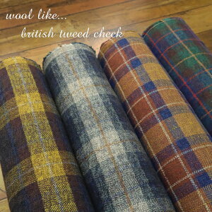 Wool Like BritishTweed CheckiueBbVcC[h`FbNj112cm@Rbg100