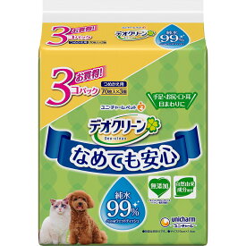 ユニ・チャームペットケア デオクリーン 純水99％ウェットティッシュつめかえ用 70枚3個パック