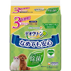 ユニ・チャームペットケア デオクリーン ノンアルコール除菌ウェットティッシュ つめかえ用 60枚3p