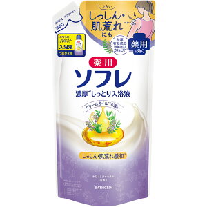 バスクリン 薬用ソフレ 濃厚しっとり入浴液 ホワイトフローラルの香り つめかえ用 400ml (医薬部外品)