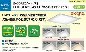 LED一体形ベースライト(埋込形 スクエアタイプ)◆FHP32*3灯用相当 □620直付タイプ◆LEDT-60401W-LDJ