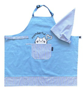 nyanderful にゃんだふる 三角巾付きエプロン エプロン 三角巾 給食 通園 通学 こども 小学校 幼稚園 保育園 雑貨 パープル ブルー 1712 中国製