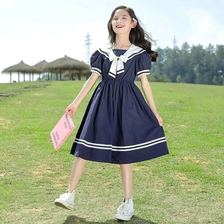 楽天市場】 リボン付き 女児 セーラーカラー 半袖 セーラー かわいい  