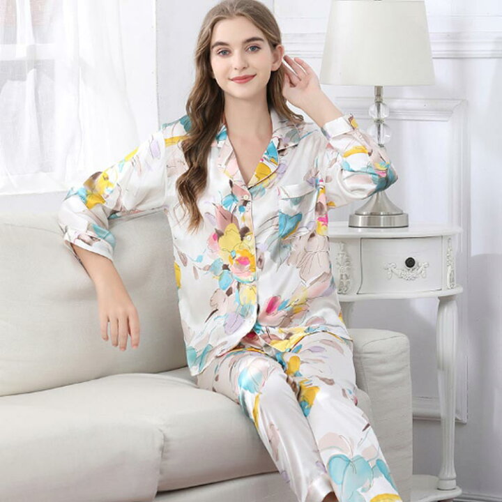 楽天市場】高品質 シルクパジャマ 上下セット シルク パジャマ  