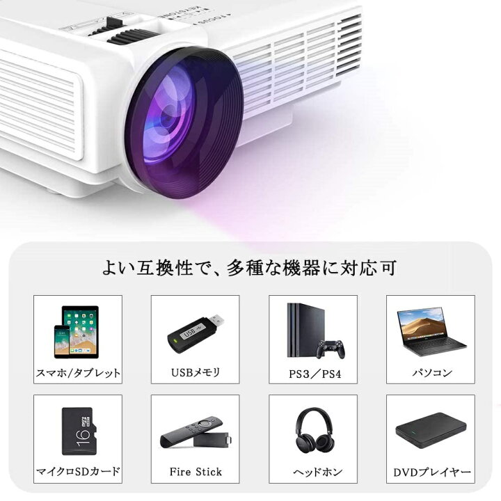 楽天市場 プロジェクター 小型 スマホ ミニプロジェクター 軽量 4000ルーメン 1080p 台形補正 ホームシアター パソコン スマホ Ps3 Ps4 Dvdプレイヤーなど接続可 カメラ三脚に対応可 Iphone 12 Iphone8 Ipad Air3 Mini5 Ipad Pro 映画 クリスマス プレゼント 松武商店