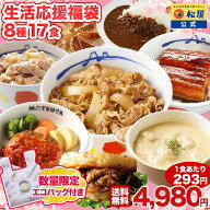 【数量限定★エコバッグ付！1食293円！4,980円！】 松屋 生活応援福袋 8種17食 冷凍食品 保存食 一人暮ら…