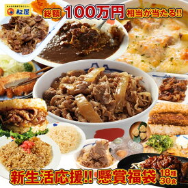 【単品合計価格12,340円が5,999円！】新生活応援 超特別懸賞付きグルメ福袋 超ド級企画！18種30食入り 総額100万円相当の超豪華景品が77名様に当たる！ 仕送り 牛丼 牛丼の具 福袋 松屋 数量限定 時短 レンチン 単身赴任 牛めし 冷凍食品 冷凍 おかず セット 冷食 惣菜