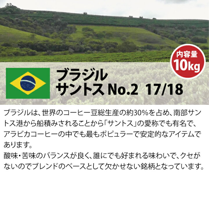 コーヒー 生豆 10kg 17 18 No 2 ブラジル 市販 ブラジル コーヒー 生豆 10kg 17 18 No 2 ブラジル 市販 ブラジル