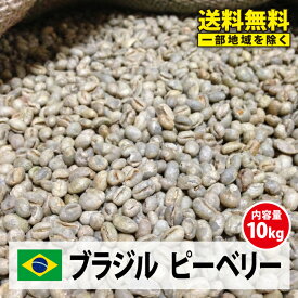 【送料無料(一部地域を除く）】コーヒー 生豆 珈琲 豆 未焙煎 10kgブラジル サントス ピーベリー(Brazil Santos PeaBerry）