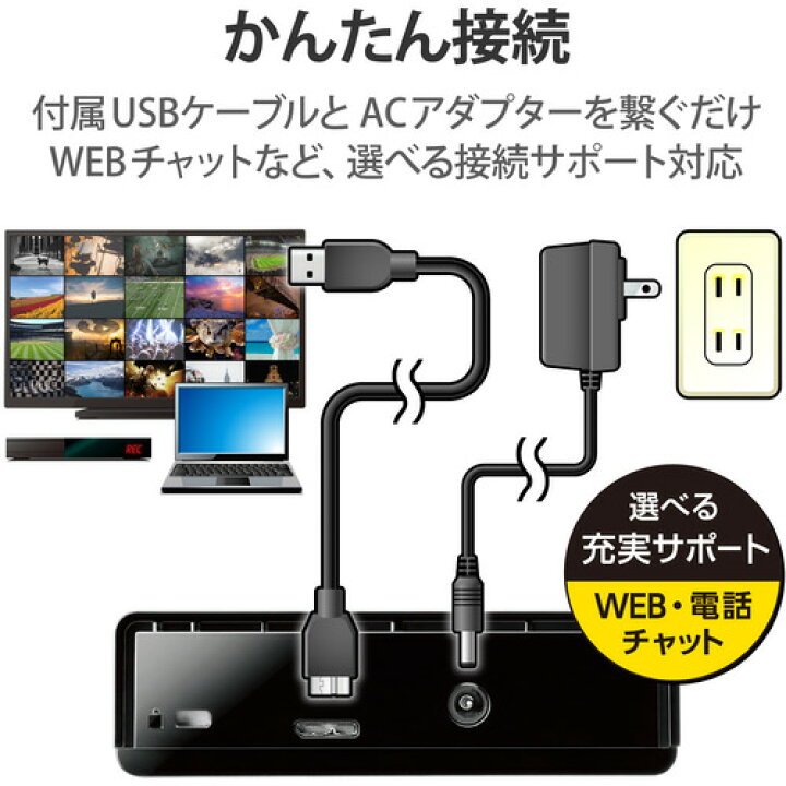 楽天市場】【推奨品】エレコム ELD-HTV060UBK 外付けハードディスク 