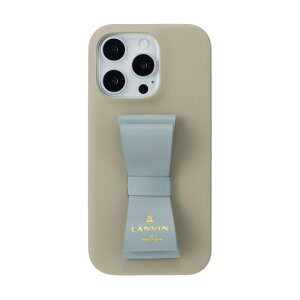 LANVIN en Bleu LBGLBR2IP2463P Slim Wrap Case Stand & Ring Ribbon for iPhone16 Pro Gray×Light Blue