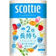 日本製紙クレシア スコッティフラワーパック 2倍巻き 100M 12ロール シングル