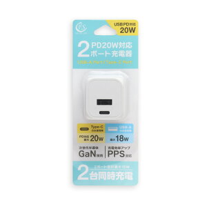 FSC FSPDACCA20NWH �[�d�� USB A+C 2�|�[�g PD20W�Ή� GaN�̗p �z���C�g