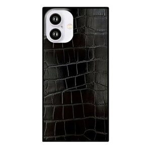 Flaunt FT056906 Square MagSafe Case for iPhone 16 Black Crocodile Faux leather