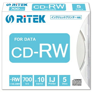 RiTEK CD-RW700.PW5P A �f�[�^�pCD-RW 700MB 5���X�����P�[�X �z���C�g