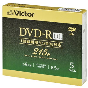 Victor VHR21HP5J5 DVD���f�B�A 8.5GB �r�f�I�p 8�{�� DVD-R DL 5���p�b�N 215�� �z���C�g�C���N�W�F�b�g�v�����^�u��