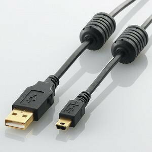 �G���R�� U2C-MF10BK USB2.0�P�[�u�� 1m A-miniB�^�C�v �t�F���C�g�R�A�t�� �u���b�N