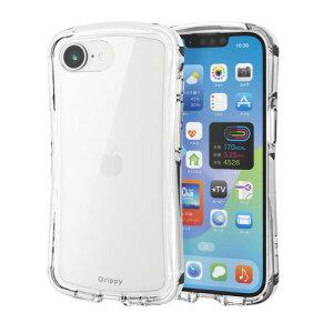�G���R�� PM-A26SGRPACR iPhone 17e/16e �P�[�X �n�C�u���b�h �J�o�[ �Ռ��z�� ���͑����Ή����^���X�e�b�J�[�t �X�g���b�v�z�[���V�[�g�t Grippy �N���A