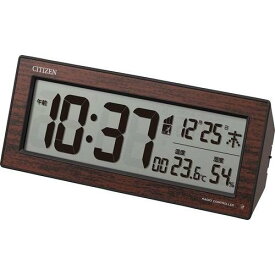 シチズン　デジタル電波めざまし置時計　温湿度表示・カレンダー表示付　暗くなると自動ライト点灯　8RZ195-023　CITIZEN　置時計　在庫限り