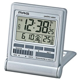 マグ　トラベルクロック　デジタル電波置時計　ミネルバ　T-714 SM-Z　銀メタリック　MAG　在庫限り