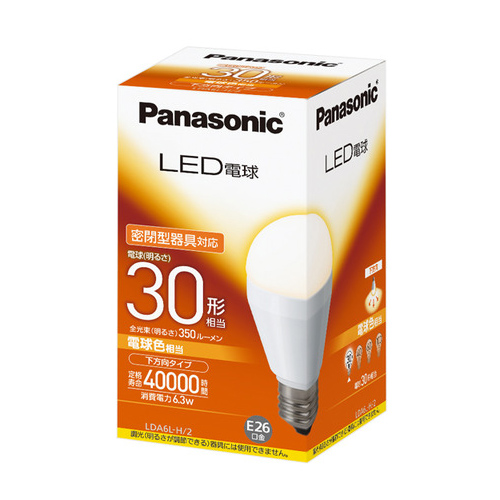 楽天市場】パナソニック LED電球 LDA6L-H/2 電球色 下方向タイプ E26