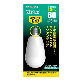 東芝　電球形蛍光ランプ　EFA15EN/13-E17　60ワット形　昼白色　ネオボールZ　電球型蛍光灯　TOSHIBA 　EFA15EN13E17　1個　在庫限り