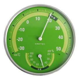 ドリテック　アナログ温湿度計 おしゃれな壁掛け温湿度計　O-310GN　グリーン　DRETEC　1個　在庫限り