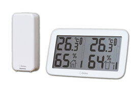ドリテック　ワイヤレス小型温湿度計　親機1台＋子機1台　離れた部屋の温湿度が見えるコードレス温湿度計　熱中症・インフルエンザ警告表示付　O-419WT　1個　在庫限り
