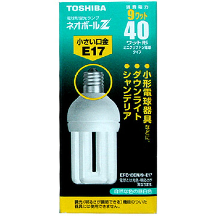 楽天市場】東芝 電球型蛍光ランプ ネオボールZ 40W形 EFD10EN/9-E17 