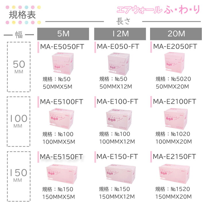 楽天市場】エアウォールふわりNo．1520 MA-E2150FT（150MMX20M) 4巻  
