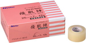 ニトリート 優肌絆プラスチック 3512(25MMX7M)12巻入 1箱 ニトムズ 24-6790-01 医療 看護 固定 サージカルテープ 低刺激 粘着テープ 皮膚保護 テープカット 粘着力 透気性 切りやすい 無菌 包帯材