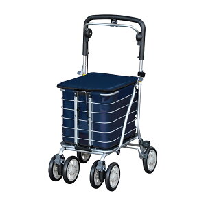 アルミワゴンMS NO.135(ネイビー) 1台 須恵廣工業 ネイビー 25-6986-00 シルバーカー 歩行補助車