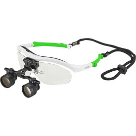 双眼ルーペNEOフレームタイプ BLS-2(ホワイトXグリーン) 1組 ナイツ フレーム＝ホワイト×耳パッド＝グリーン 25-5831-04 LEDヘッドライト ヘッドライト