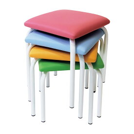 四角いスタッキングスツール テトラ H430(ホワイト／ピンク) 1台 日本ホップス ピンク 25-7371-00 イス ロビーチェア 長イス