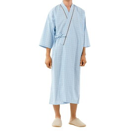 患者衣（男女兼用）8分袖・着物式 59-441(ブルー) LL