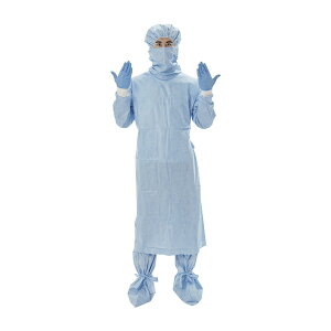 マスク付きケミカルバリアガウン3L MCBG-3L 50マイ ライトブルー 防護ガウン 24-9605-03 アイテックス